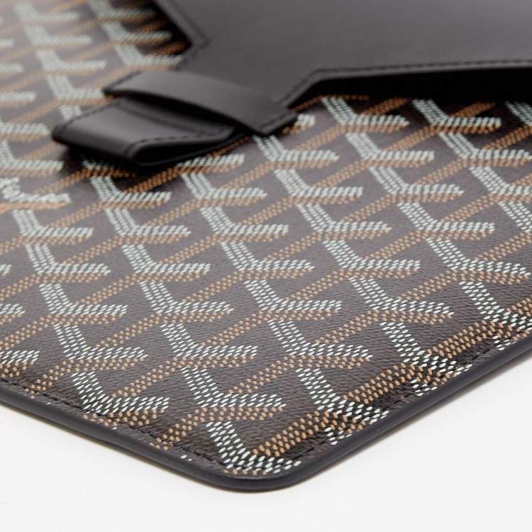 Pre Owned Goyard Blue Goyardine Coated Canvas And Leather Commando Envelope 2 Large Pouch Clutch