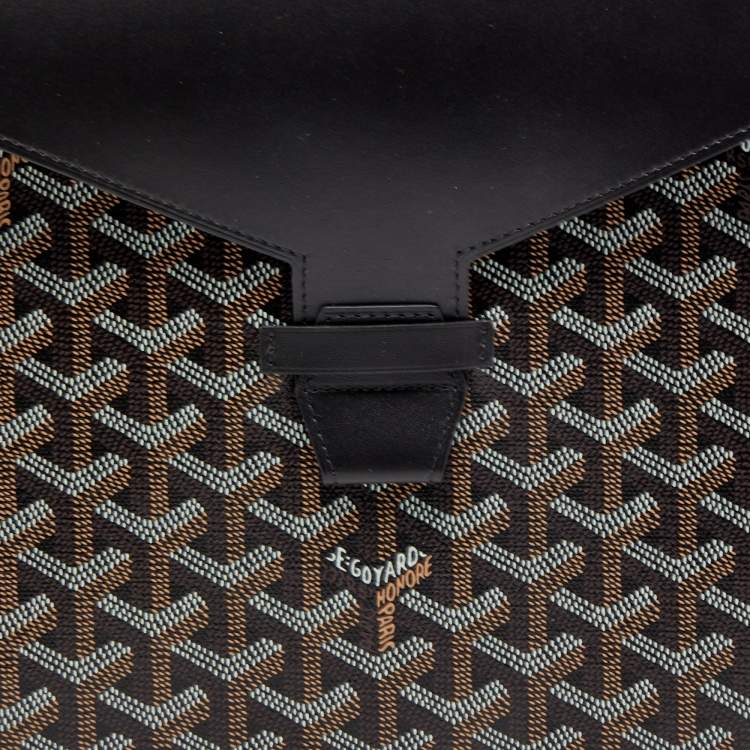Pre Owned Goyard Blue Goyardine Coated Canvas And Leather Commando Envelope 2 Large Pouch Clutch