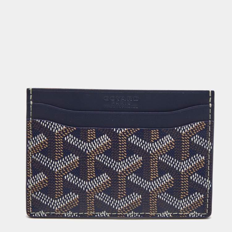 Pre Owned Goyard Blue Coated Canvas Saint Sulpice Card Holder