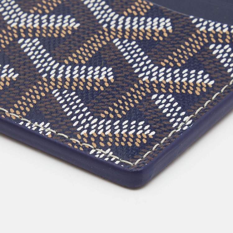 Pre Owned Goyard Blue Coated Canvas Saint Sulpice Card Holder