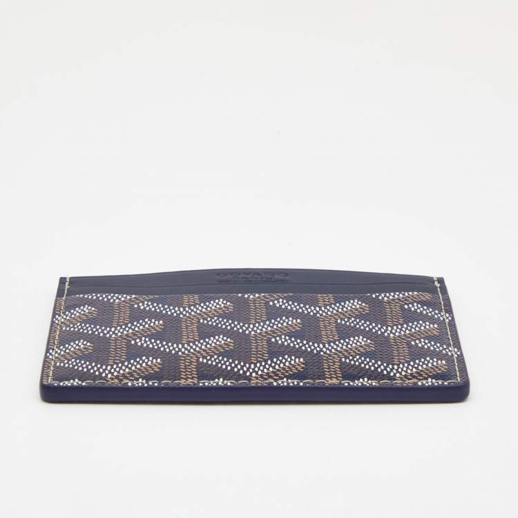Pre Owned Goyard Blue Coated Canvas Saint Sulpice Card Holder