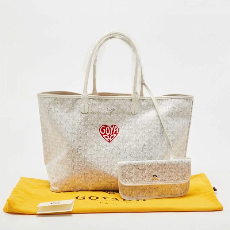 Pre Owned Goyard White Goyardine Coated Canvas and Leather Saint Louis PM Tote