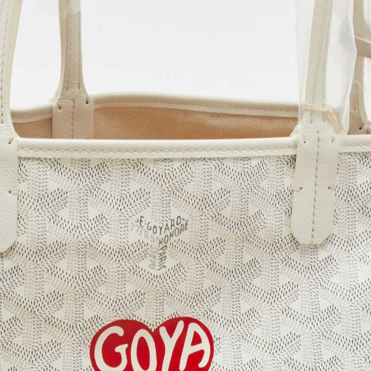 Pre Owned Goyard White Goyardine Coated Canvas and Leather Saint Louis PM Tote