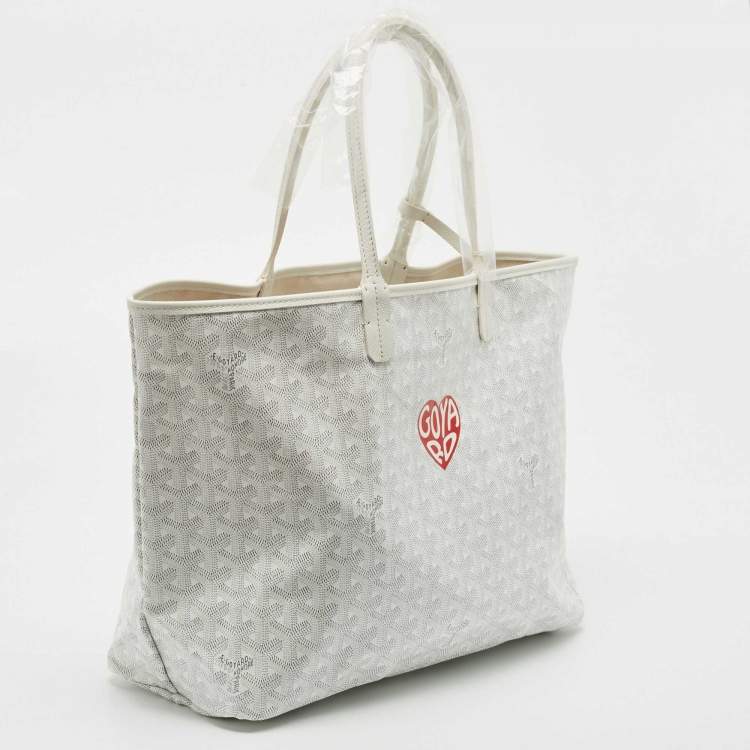 Pre Owned Goyard White Goyardine Coated Canvas and Leather Saint Louis PM Tote