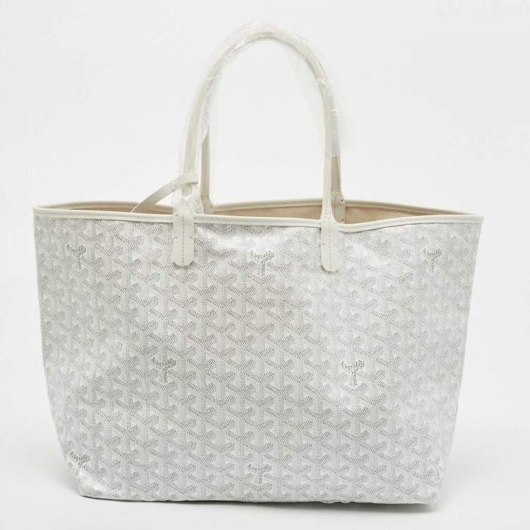 Pre Owned Goyard White Goyardine Coated Canvas and Leather Saint Louis PM Tote