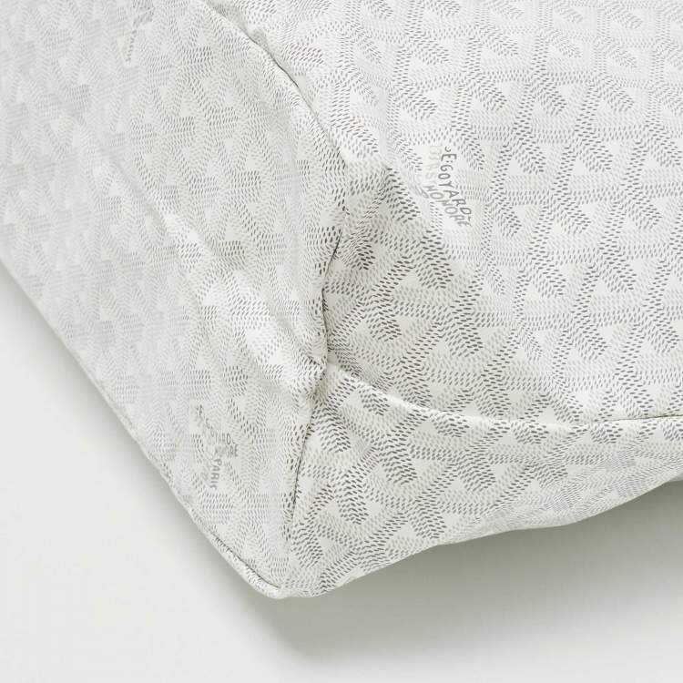 Pre Owned Goyard White Goyardine Coated Canvas and Leather Saint Louis PM Tote