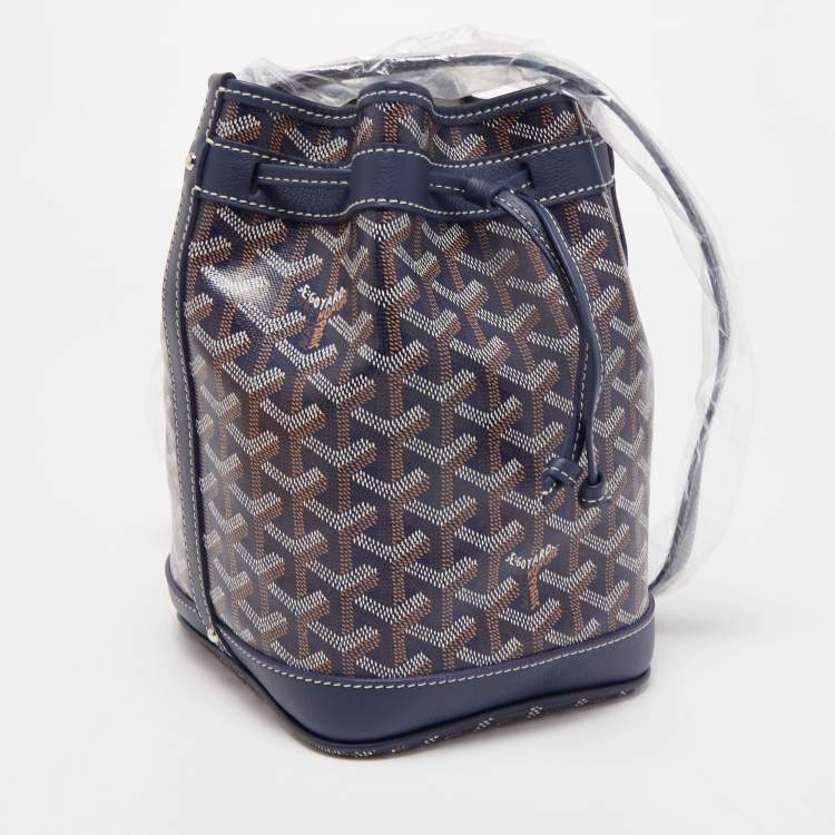 Pre Owned Goyard Blue Goyardine Coated Canvas and Leather Petit Flot Bucket Bag