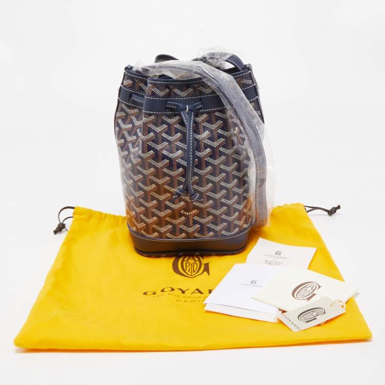 Pre Owned Goyard Blue Goyardine Coated Canvas and Leather Petit Flot Bucket Bag
