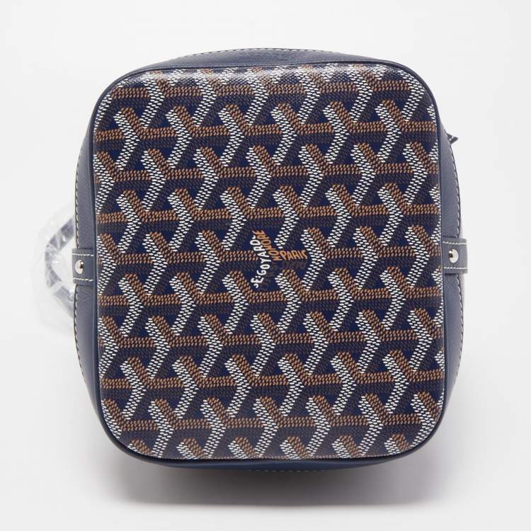 Pre Owned Goyard Blue Goyardine Coated Canvas and Leather Petit Flot Bucket Bag