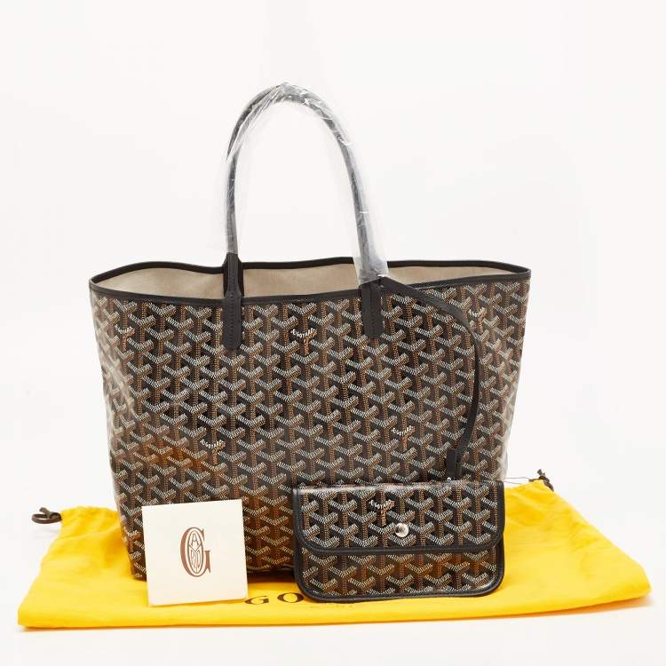 Pre Owned Goyard Black Goyardine Coated Canvas and Leather Saint Louis PM Tote