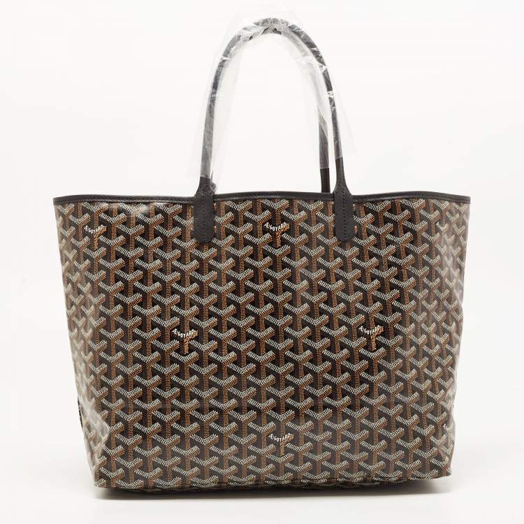 Pre Owned Goyard Black Goyardine Coated Canvas and Leather Saint Louis PM Tote