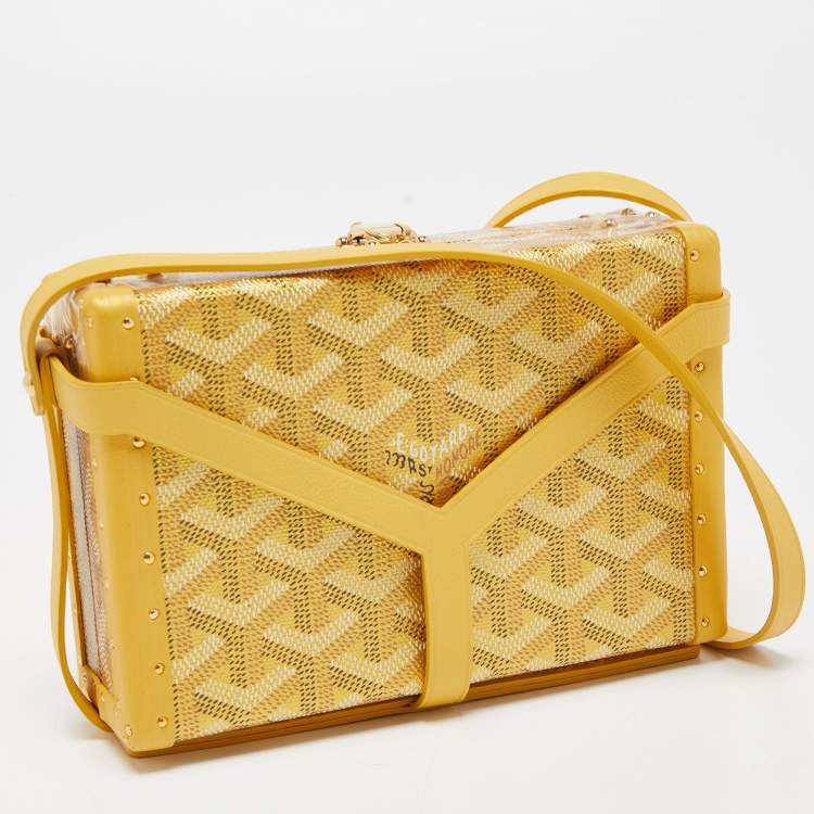 Pre Owned Goyard Yellow/Gold Coated Canvas and Leather Minaudiere Trunk Bag