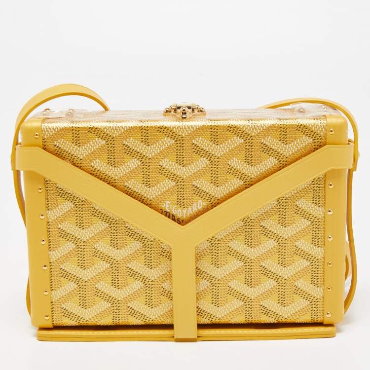 Pre Owned Goyard Yellow/Gold Coated Canvas and Leather Minaudiere Trunk Bag