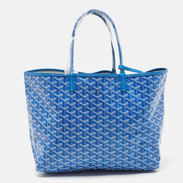 Pre Owned Goyard Blue Goyardine Coated Canvas and Leather Saint Louis PM Tote