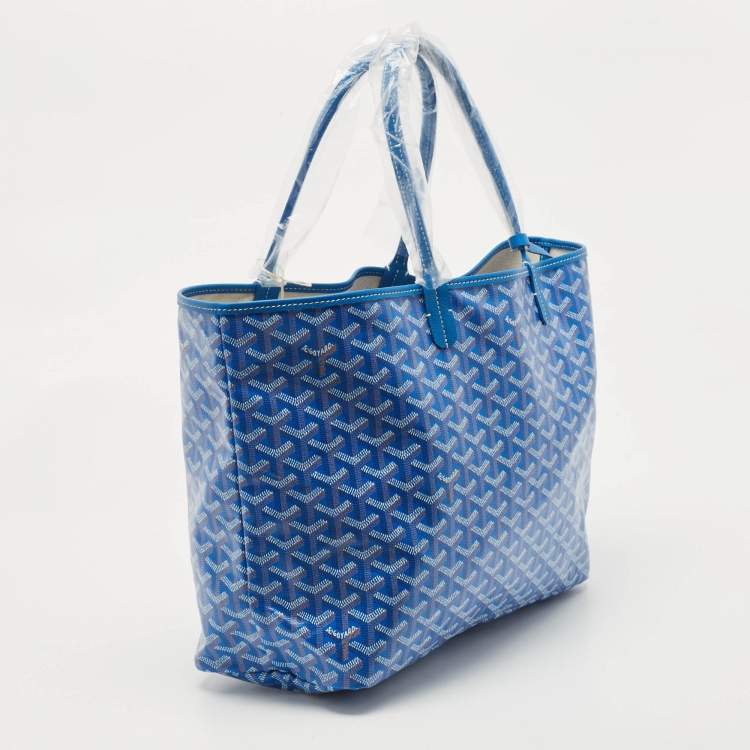 Pre Owned Goyard Blue Goyardine Coated Canvas and Leather Saint Louis PM Tote