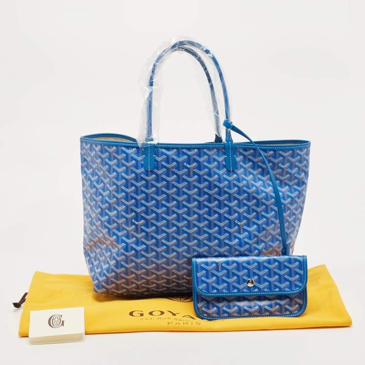Pre Owned Goyard Blue Goyardine Coated Canvas and Leather Saint Louis PM Tote