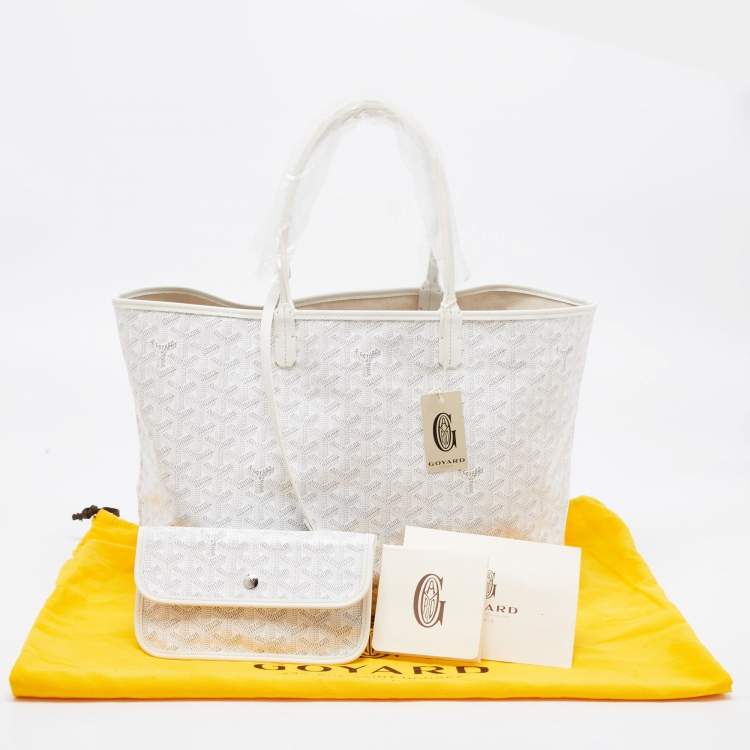 Pre Owned Goyard White Goyardine Coated Canvas and Leather Saint Louis PM Tote
