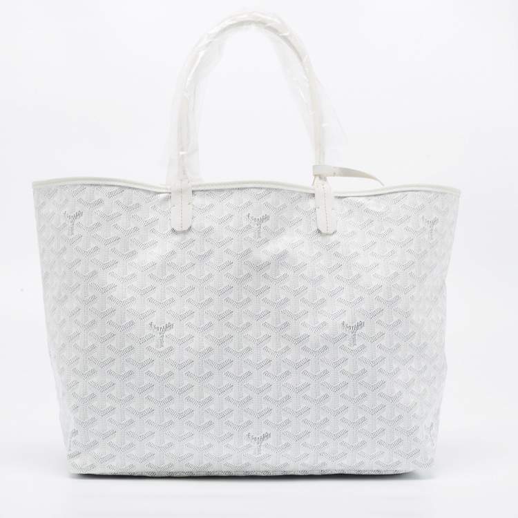 Pre Owned Goyard White Goyardine Coated Canvas and Leather Saint Louis PM Tote
