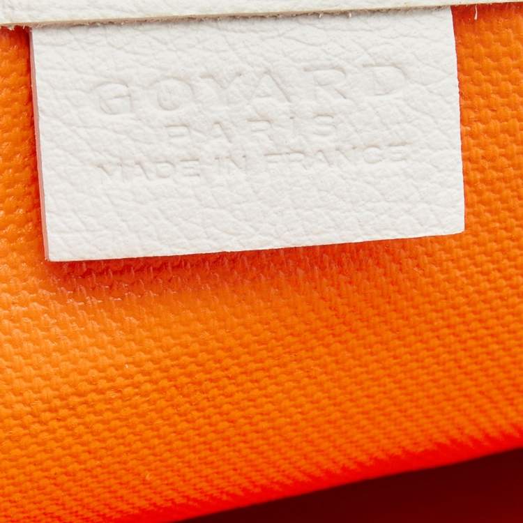 Pre Owned Goyard White/Orange Goyardine Coated Canvas and Leather Poitiers Claire Voice Bag