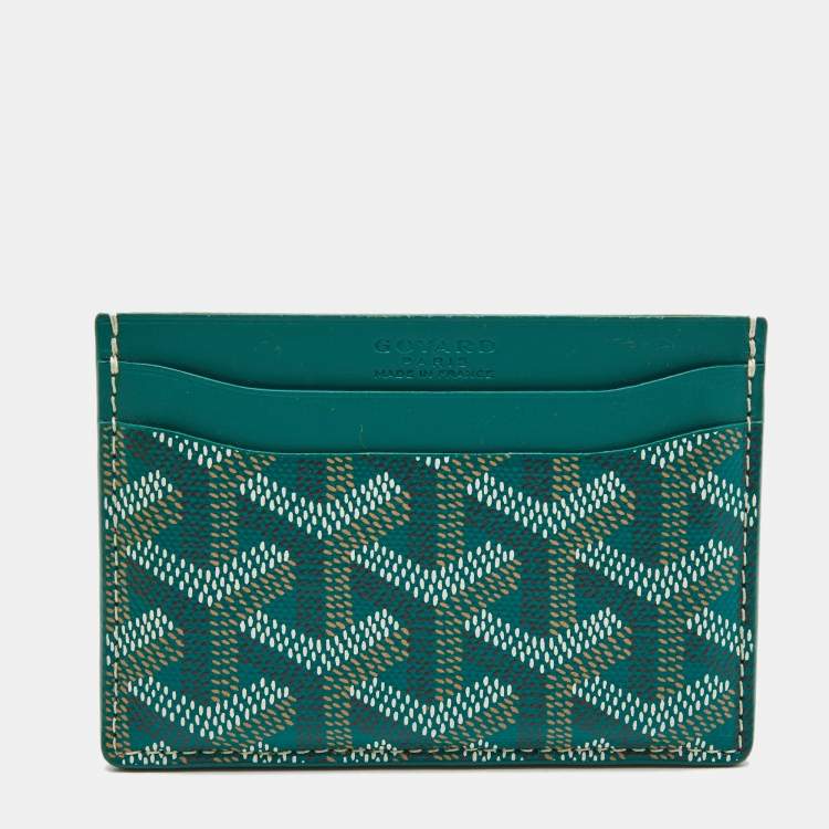 Pre Owned Goyard Green Coated Canvas and Leather Saint Sulpice Card Holder