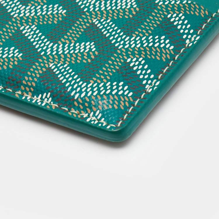 Pre Owned Goyard Green Coated Canvas and Leather Saint Sulpice Card Holder