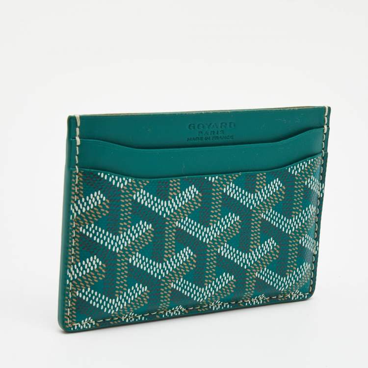 Pre Owned Goyard Green Coated Canvas and Leather Saint Sulpice Card Holder