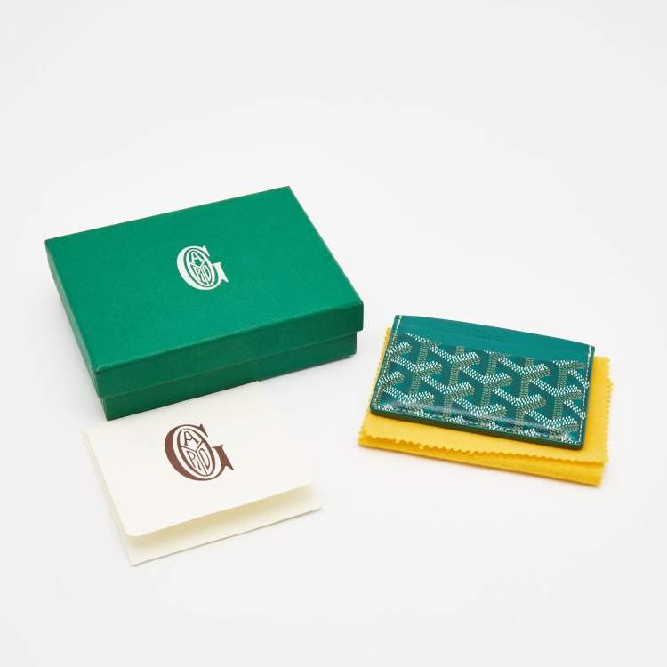 Pre Owned Goyard Green Coated Canvas and Leather Saint Sulpice Card Holder