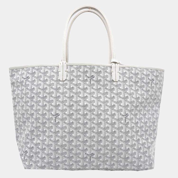 Pre Owned Goyard White Goyardine Coated Canvas and Leather Saint Louis PM Tote