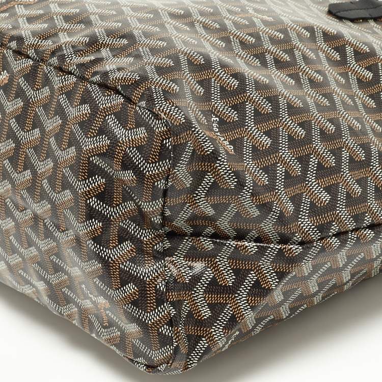 Pre Owned Goyard Black Goyardine Coated Canvas and Leather Saint Louis PM Tote