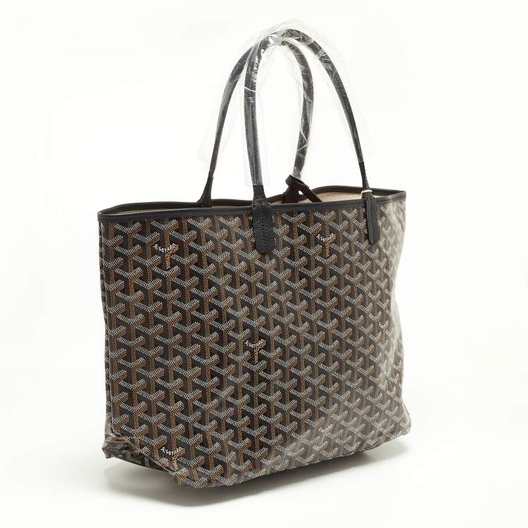 Pre Owned Goyard Black Goyardine Coated Canvas and Leather Saint Louis PM Tote