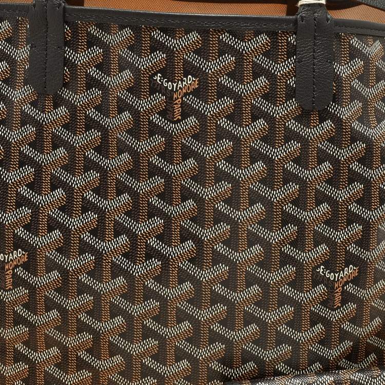 Pre Owned Goyard Black Goyardine Coated Canvas and Leather Saint Louis PM Tote
