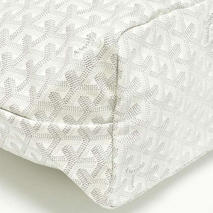 Pre Owned Goyard White Goyardine Coated Canvas and Leather Saint Louis PM Tote