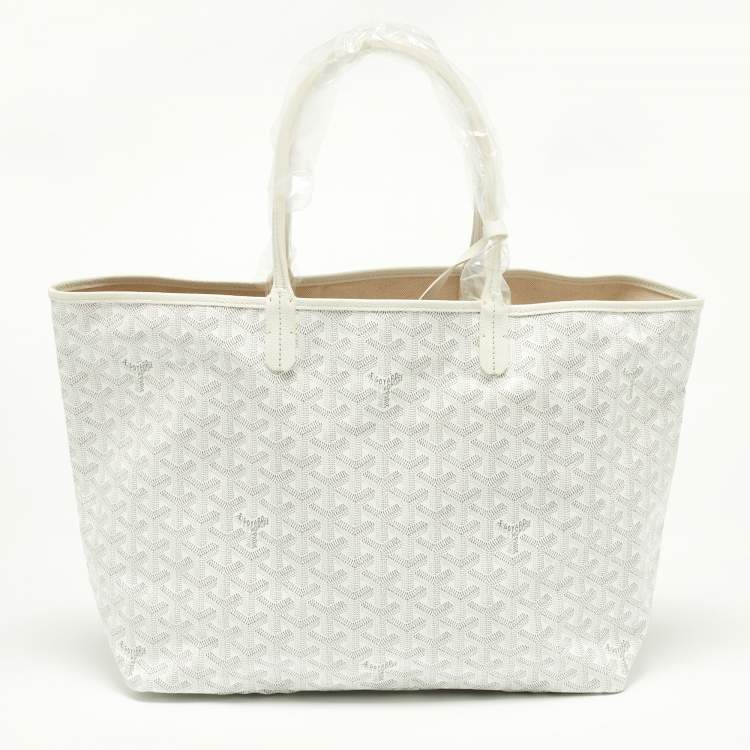 Pre Owned Goyard White Goyardine Coated Canvas and Leather Saint Louis PM Tote