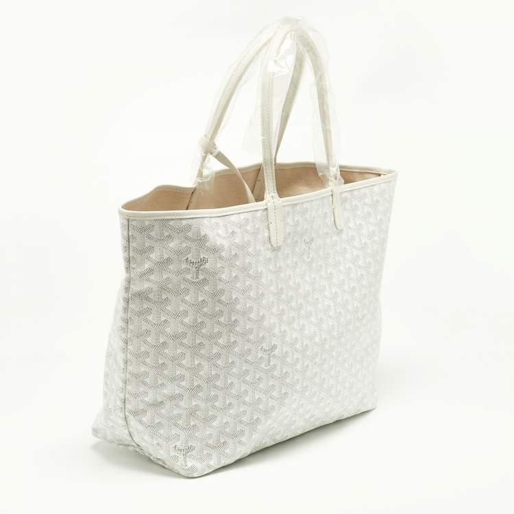 Pre Owned Goyard White Goyardine Coated Canvas and Leather Saint Louis PM Tote
