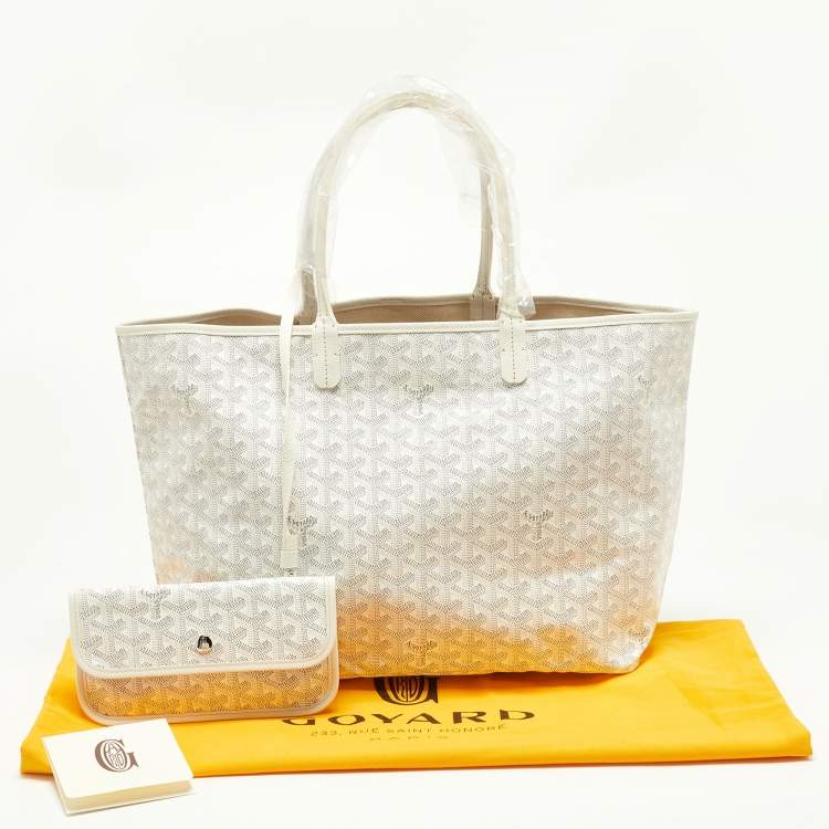 Pre Owned Goyard White Goyardine Coated Canvas and Leather Saint Louis PM Tote