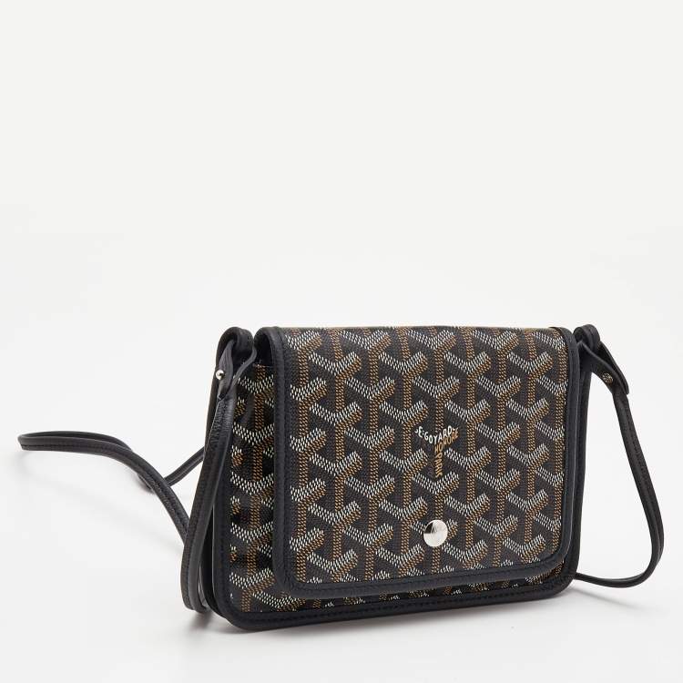 Pre Owned Goyard Black Goyardine Coated Canvas Plumet Crossbody Bag