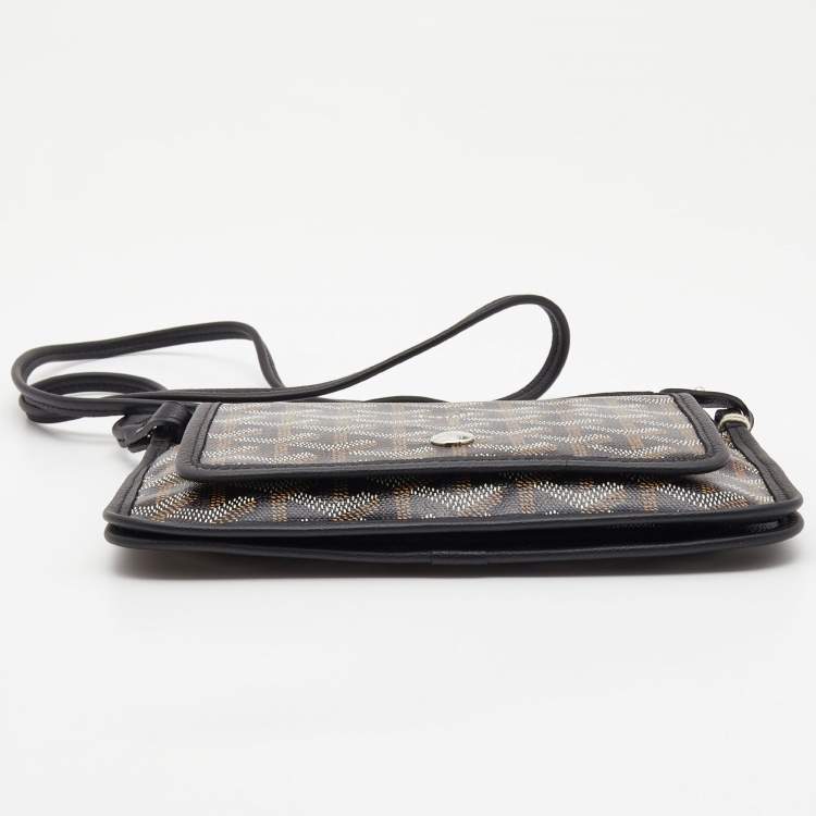 Pre Owned Goyard Black Goyardine Coated Canvas Plumet Crossbody Bag