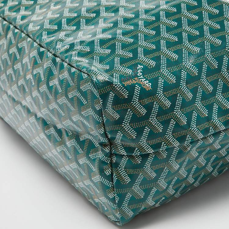 Pre Owned Goyard Green Goyardine Coated Canvas and Leather Saint Louis PM Tote