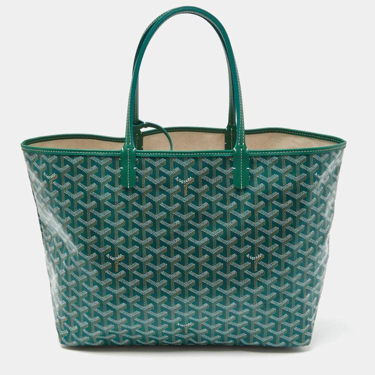 Pre Owned Goyard Green Goyardine Coated Canvas and Leather Saint Louis PM Tote