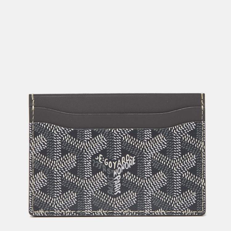 Pre Owned Goyard Grey Goyardine Coated Canvas and Leather Saint Sulpice Card Holder