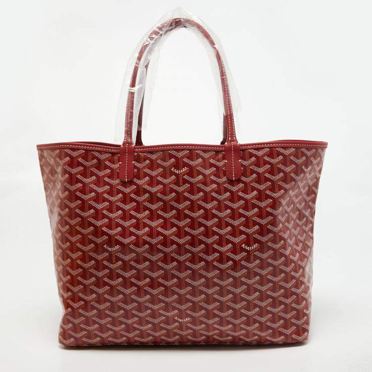 Pre Owned Goyard Red Goyardine Coated Canvas and Leather Saint Louis PM Tote
