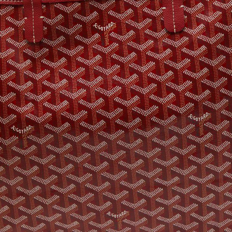 Pre Owned Goyard Red Goyardine Coated Canvas and Leather Saint Louis PM Tote