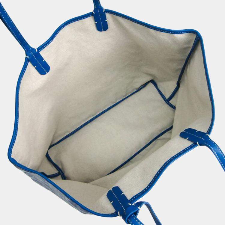 Pre Owned Goyard Sky Blue Goyardine Coated Canvas and Leather Saint Louis PM Tote