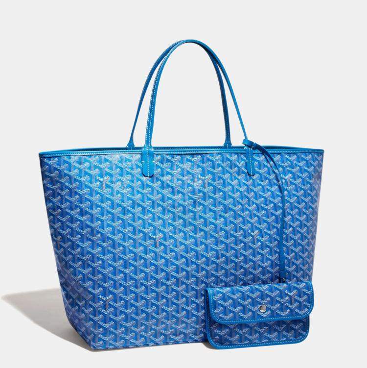 Goyard Saint-Louis PM Tote Bag with Pouch Leather White Preowned Good