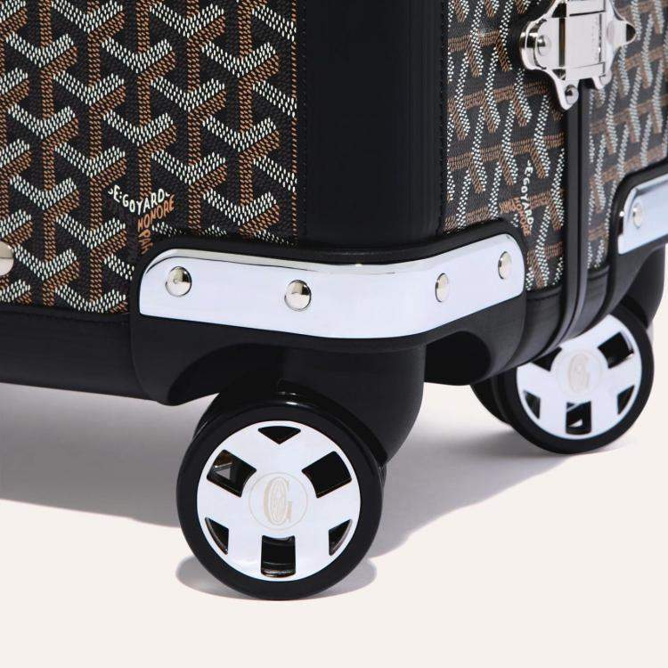 Pre Owned Goyard Black Goyardine Canvas & Clamecy Cowhide Bourget PM Trolley Case