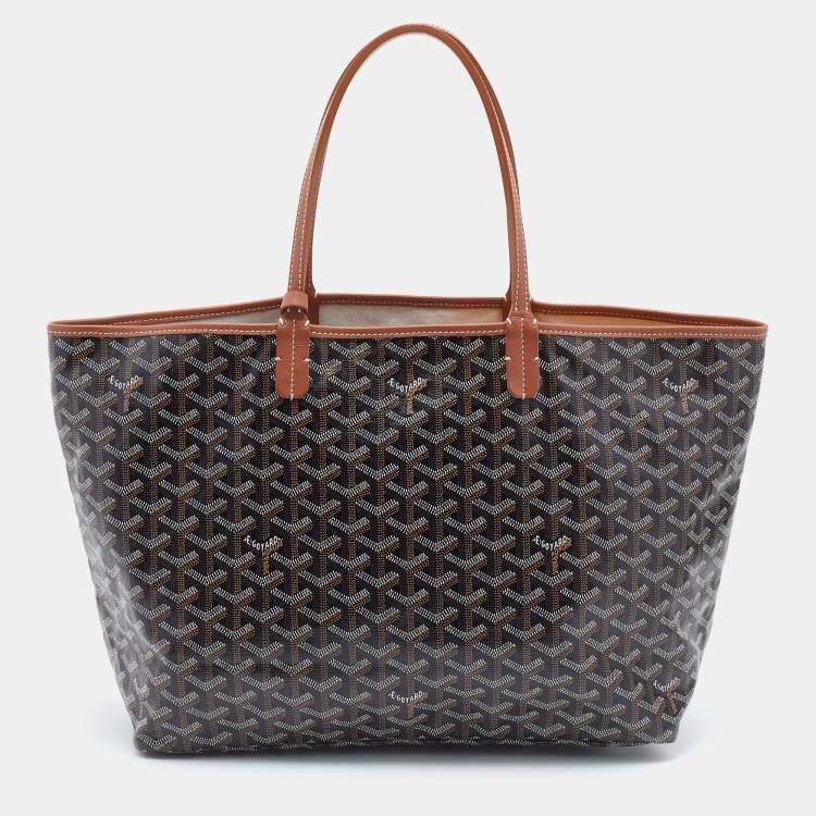 Goyard Tote Bag Black Brown Canvas Hardy PM with Pouch Shoulder Bag Leather