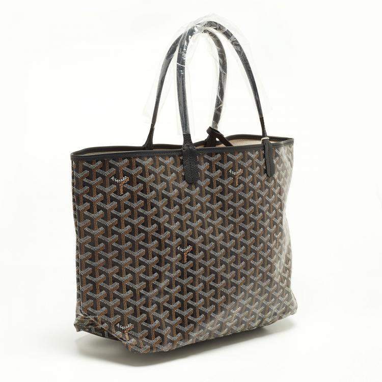 Pre Owned Goyard Black Goyardine Coated Canvas and Leather Saint Louis PM Tote