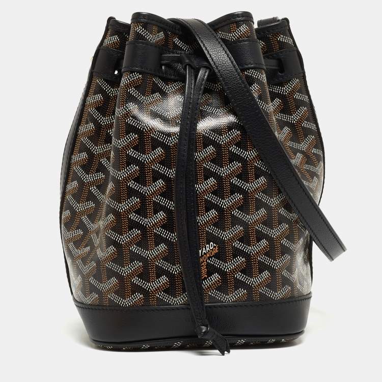 Pre Owned Goyard Black Goyardine Coated Canvas and Leather Petit Flot Bucket Bag