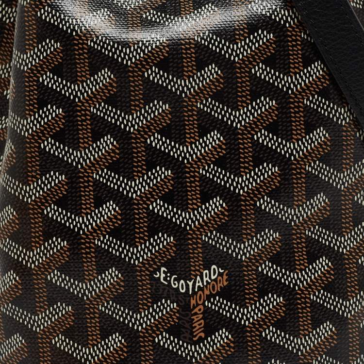 Pre Owned Goyard Black Goyardine Coated Canvas and Leather Petit Flot Bucket Bag