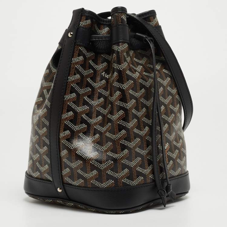 Pre Owned Goyard Black Goyardine Coated Canvas and Leather Petit Flot Bucket Bag